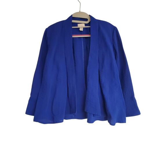 Women's Chico's Blue Rayon Blend Open Front Lightweight Blazer | Size 1 (Medium) - Picture 1 of 6
